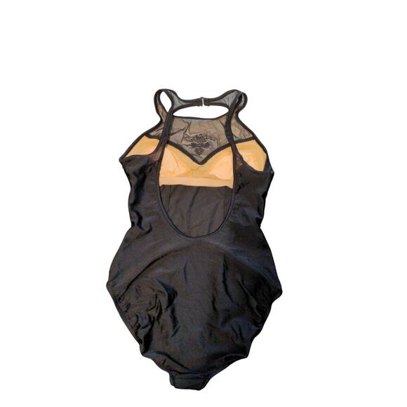 VINTAGE Jantzen Black Mesh High Neck One-Piece Swimsuit H - Picture 3 of 11